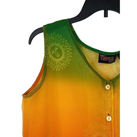 Indian tropical Fashion 2 Piece Swimsuit Coverup Top Pant Size Medium *FLAW* - Picture 4 of 16